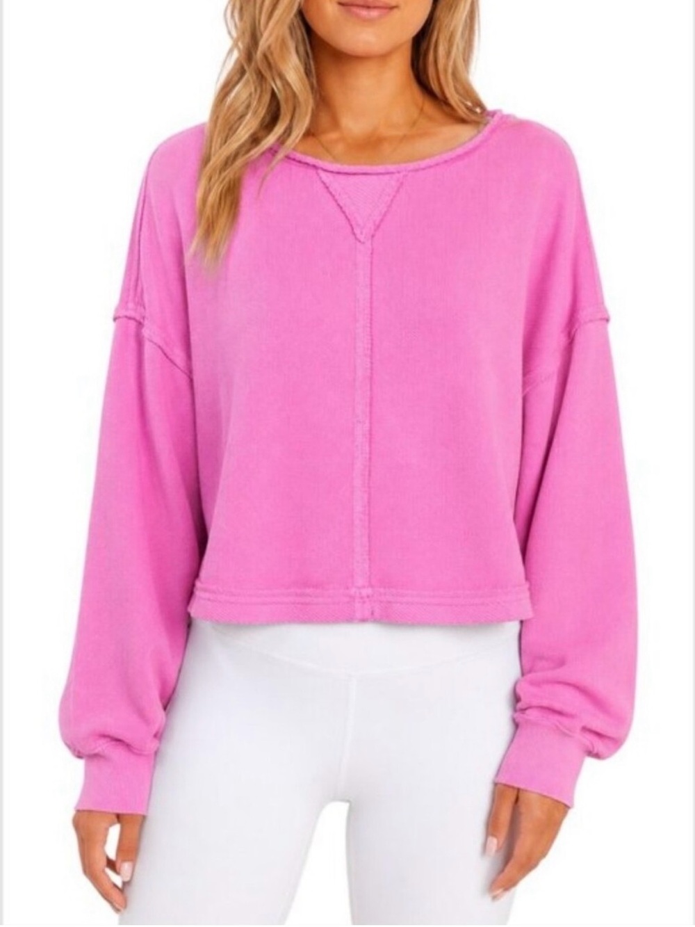 Aerie Hot Pink Beach Party Cropped Sweatshirt XXL